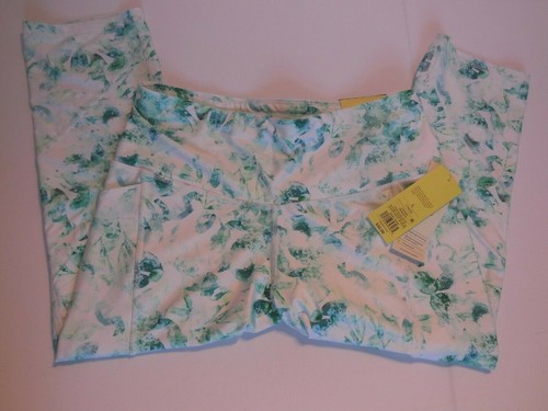 NWT ALL IN MOTION LADIES GREEN FLORAL CAPRI WORKOUT PANTS LARGE SCULPTED HI-RISE - 第 1/5 張圖片