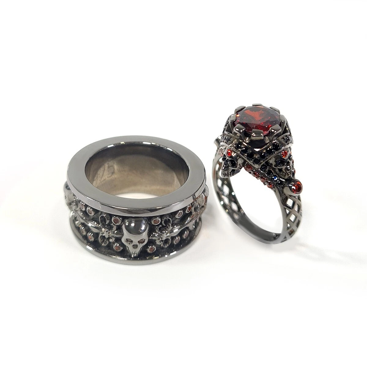 Metal Punk|gothic Punk Metal Ring Set - Heart & Dragon Snake Knuckle Rings