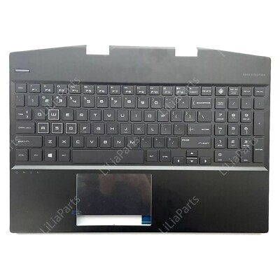 For HP Omen 15-DH Laptop Palmrest Non-TouchPad Keyboard White Backlit Top Case