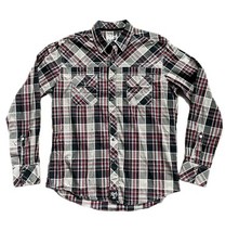 Wrangler Rock 47 Shirt Mens Large Plaid Long Sleeve Embroidered Pearl Snap