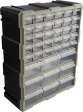 39-Drawer Plastic Small Parts Organizer, Desktop or Wall Storage Drawers, Black
