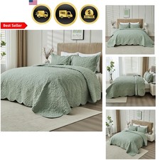 King Bedspread Coverlet Set Oversized Quilt Pillow Shams Sage 128x120