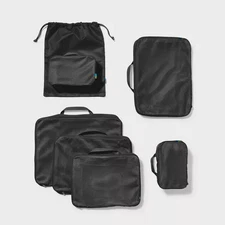 OPEN STORY 7PC PACKING CUBE SET WITH COMPRESSION - OPEN STORY™ - BLACK