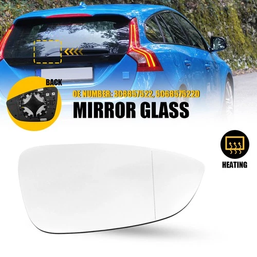Passenger Side Mirror Glass Heated For Volkswagen CC Eos Passat 09-17 3C8857522