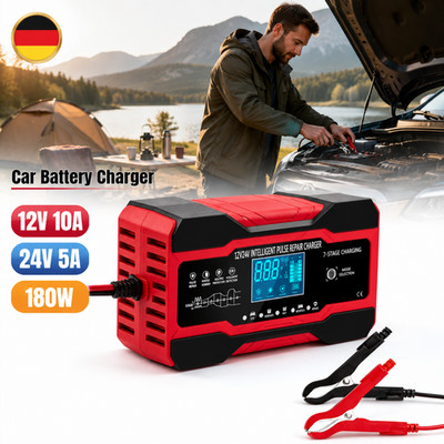Digitaldisplay Autobatterieladegerät 12V/24V 10A Intelligentes Impuls Reparatur
