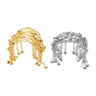 2 Pcs Belly Dance Arm Chain Dancer Jewelry Wrist Bracelets Cuff for Women