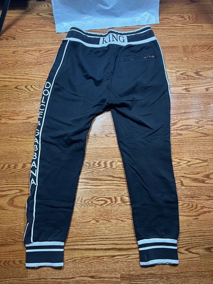 DOLCE & GABBANA Pants Black Cotton Jogger Sweatpants Big Logo Trouser Size 48 - Image 3 of 4