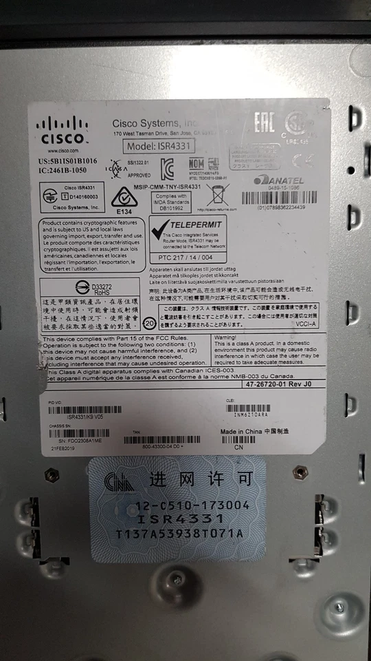 Cisco ISR4331/K9 V05 Integrated Service Router with Rack Ears ONLY - Image 4 of 4