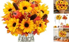 Fake Fall Flowers 4 Pcs Fall Floral Stems Autumn Maple Leaves Branches with