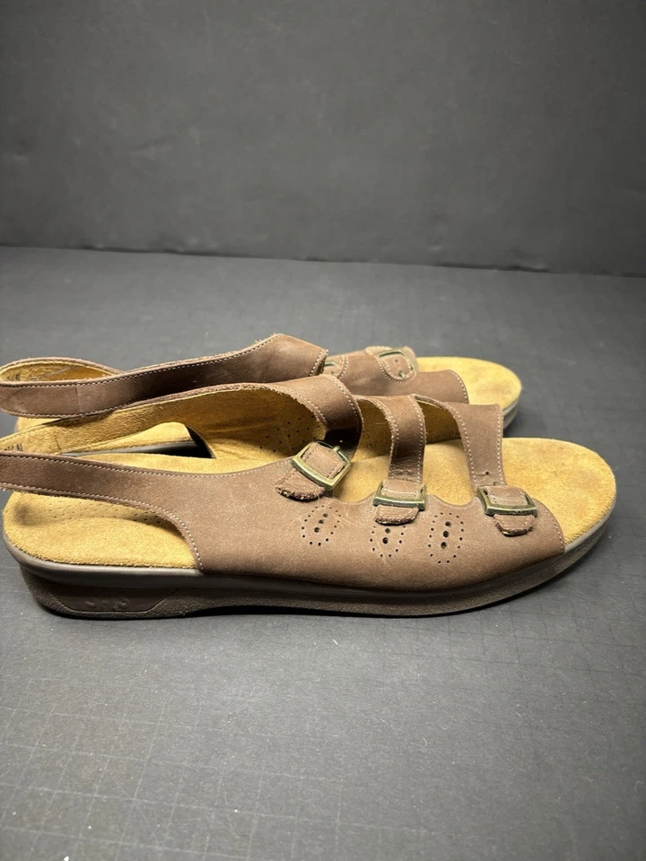 SAS Tri II Mujer 9.5 ESTRECHA Marrón Gamuza Sandalia Trípode Confort Zapato Tirantes Foto 3 de 4