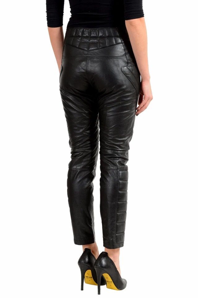 Pantalones informales para mujer Maison Margiela MM6 100 % cuero negros EE. UU. S IT 40 Foto 3 de 4