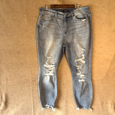 Judy Blue Distressed Jeans Sz 20W Blue Skinny Fit Raw Hem Stretch