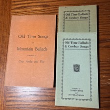 Lot Of 3 1930s Vintage Song Book Old Time Songs, Mountain Ballads Cowboy Songs