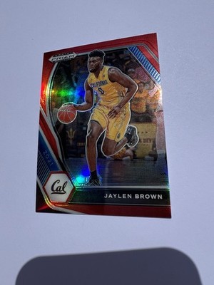 Jaylen Brown 2021 Prizm Draft Picks Red #d 007/299 Jersey Match