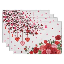 Valentine's Day Placemats, Romantic Love Hearts Tree 12"x18" Heart Flower