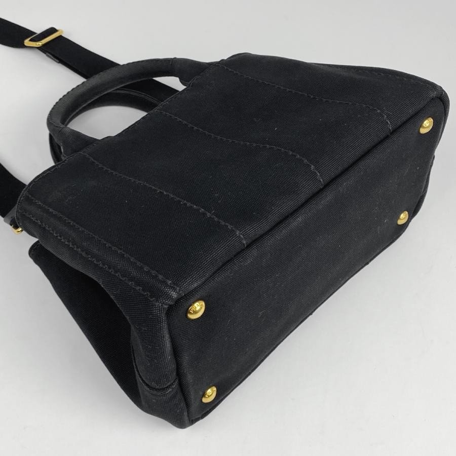 PRADA Canapa 2-Way Shoulder Tote Bag Canvas Black 1BG439 #BS1516 thumbnail 2