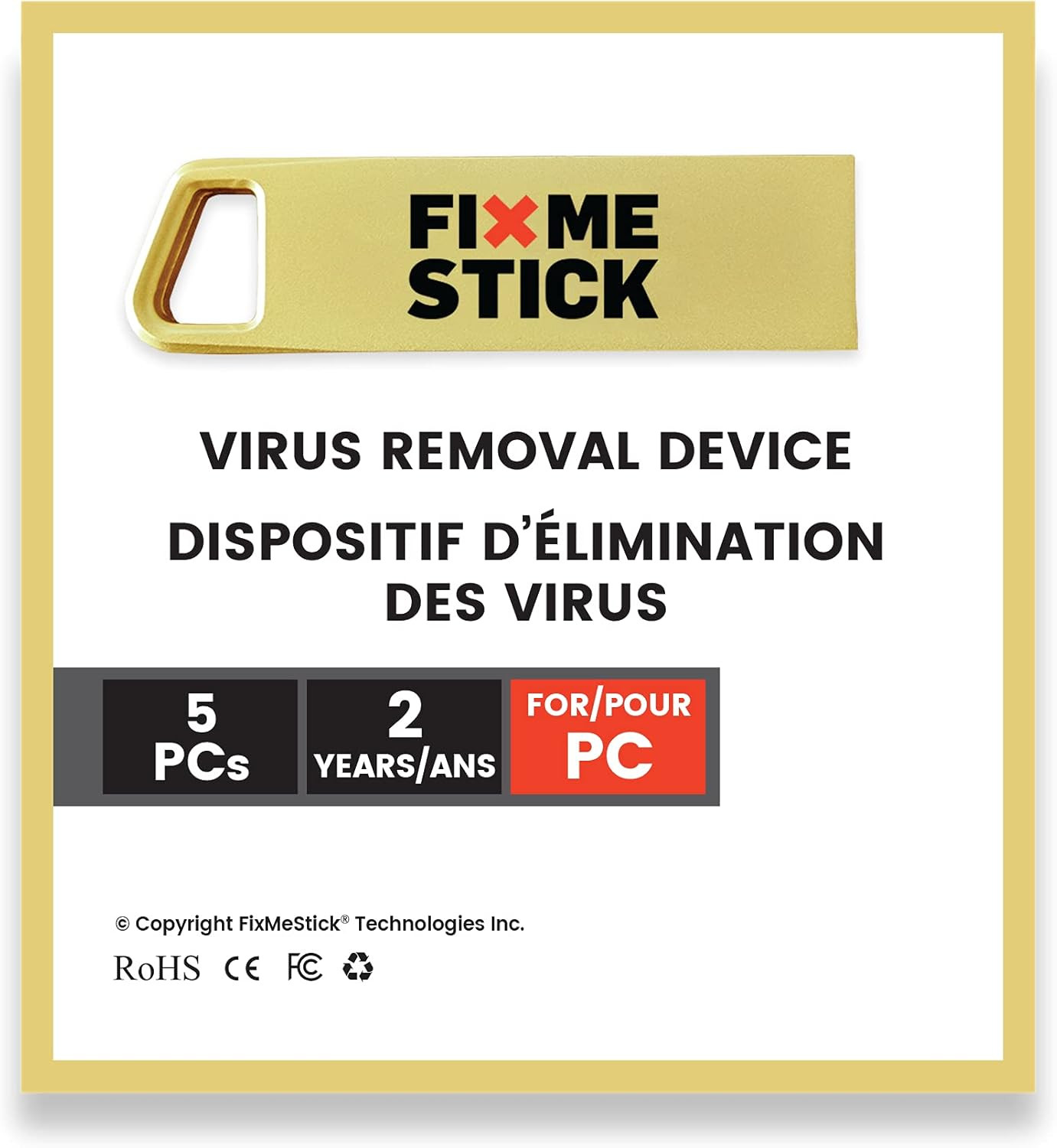 Gold Computer Virus Removal Stick for Windows Pcs - Unlimite