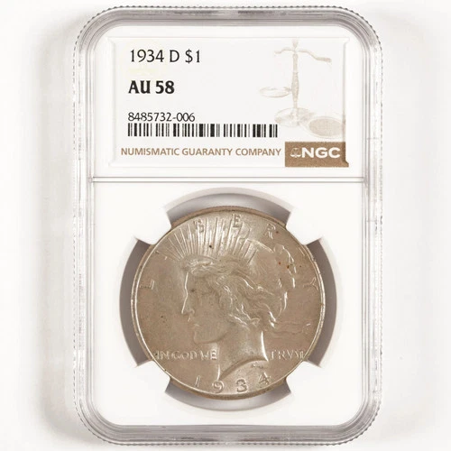 1934-D Peace Dollar $1 AU58 NGC *Very Nice Better Date Coin 31330