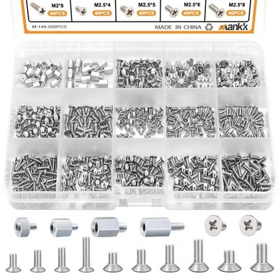 mankk 500PCS M.2 SSD Screw Kit Mounting Screws 500PCS, Silver-500PCS