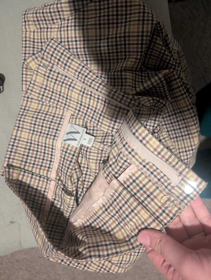 Pantalones Cortos Worthington Mujer 8 Marrón Bolsillos de tiro alto, Preppy, Cuadros Foto 4 de 4