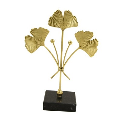 Exquisite Ginkgo Blatt Ornament Arbeit Marmor Basis Metall Blätter Skulptur für