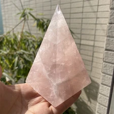 1.1LB 4.3" Natural Rose Quartz Pyramid Quartz Crystal Reiki Heal