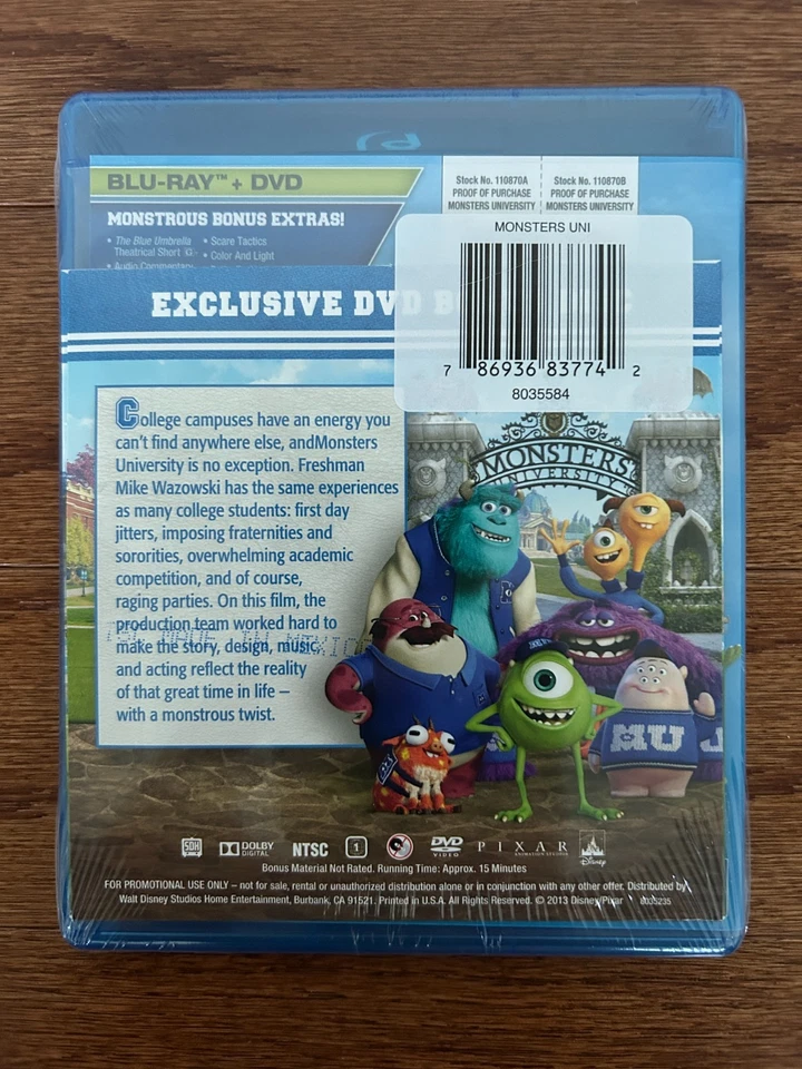 "MONSTERS UNIVERSITY" {Disney/Pixar} Blu-Ray/DVD Disc Movie, NEW! SEALED! - Image 4 of 4