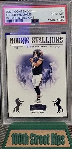 2024 Panini Contenders Caleb Williams PSA 10 Rookie Stallions No. 1 Bears