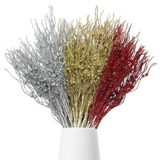 24 Pcs Christmas Tree Picks Decorations,17  Artificial Glitter Curly Berry St...