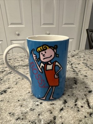 VtG Dunoon WHIRLY GIRLIES ''Bossy'' Stoneware Anne Searle Coffee Cup Mug Mint