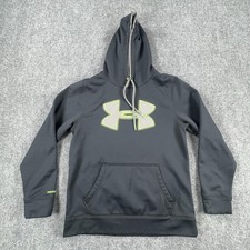 Under Armour Hoodie Mens Small Black Storm Pullover Fleece Logo Sweatshirt