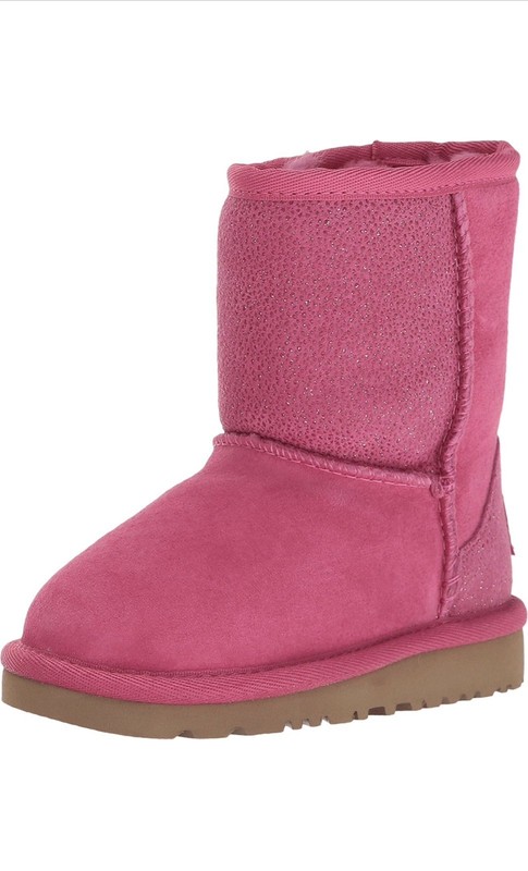 New UGG Toddler Classic Short Serein Raindrop Boots Pink 1013259T Size 7 Sparkle