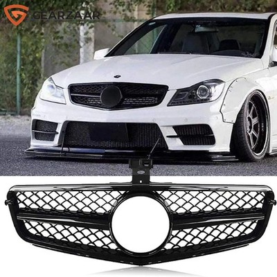 Grill Sport Kühlergrill für Mercedes-Benz W204 S204 C204 Glanz Schwarz C63
