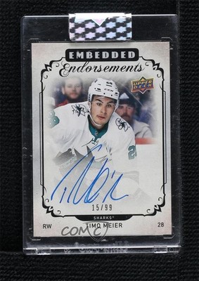 2018 Upper Deck Clear Cut Embedded Endorsements 15/99 Timo Meier #EE-TM Auto s0w