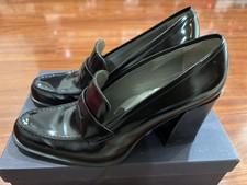 PRADA Chocolate Loafers High Heel EU 40 Authe...