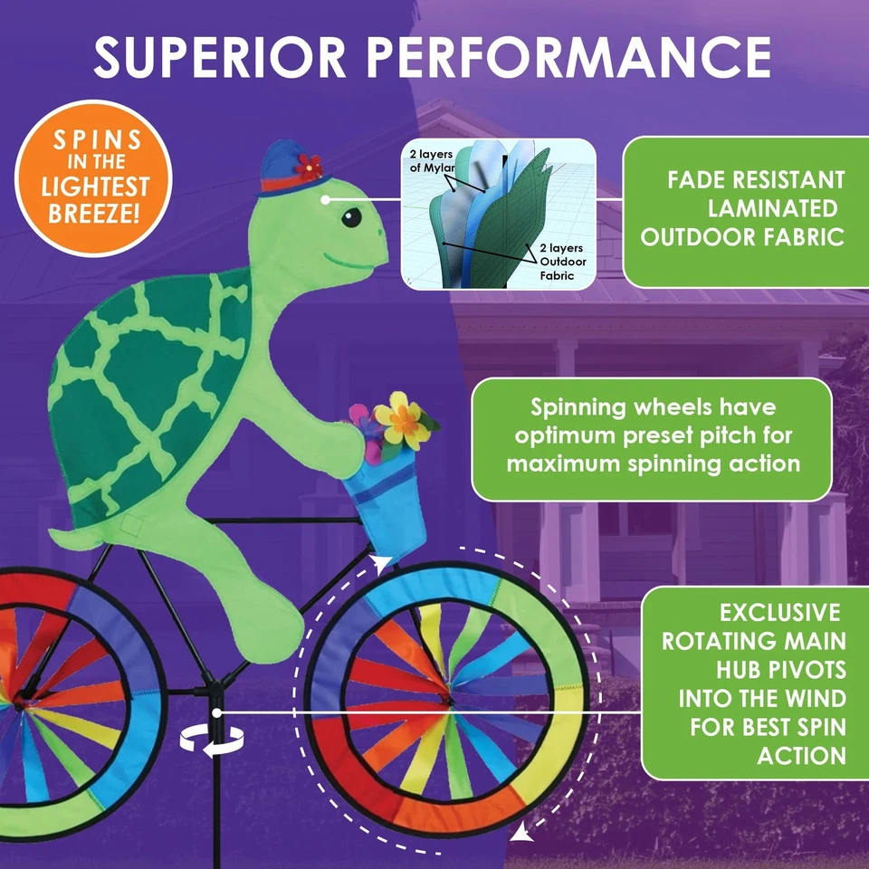 Bicicleta Spinner Turtle 30" - Lindo Diseño de Reptiles, Decoración Exterior Resistente a la Intemperie... Foto 4 de 4