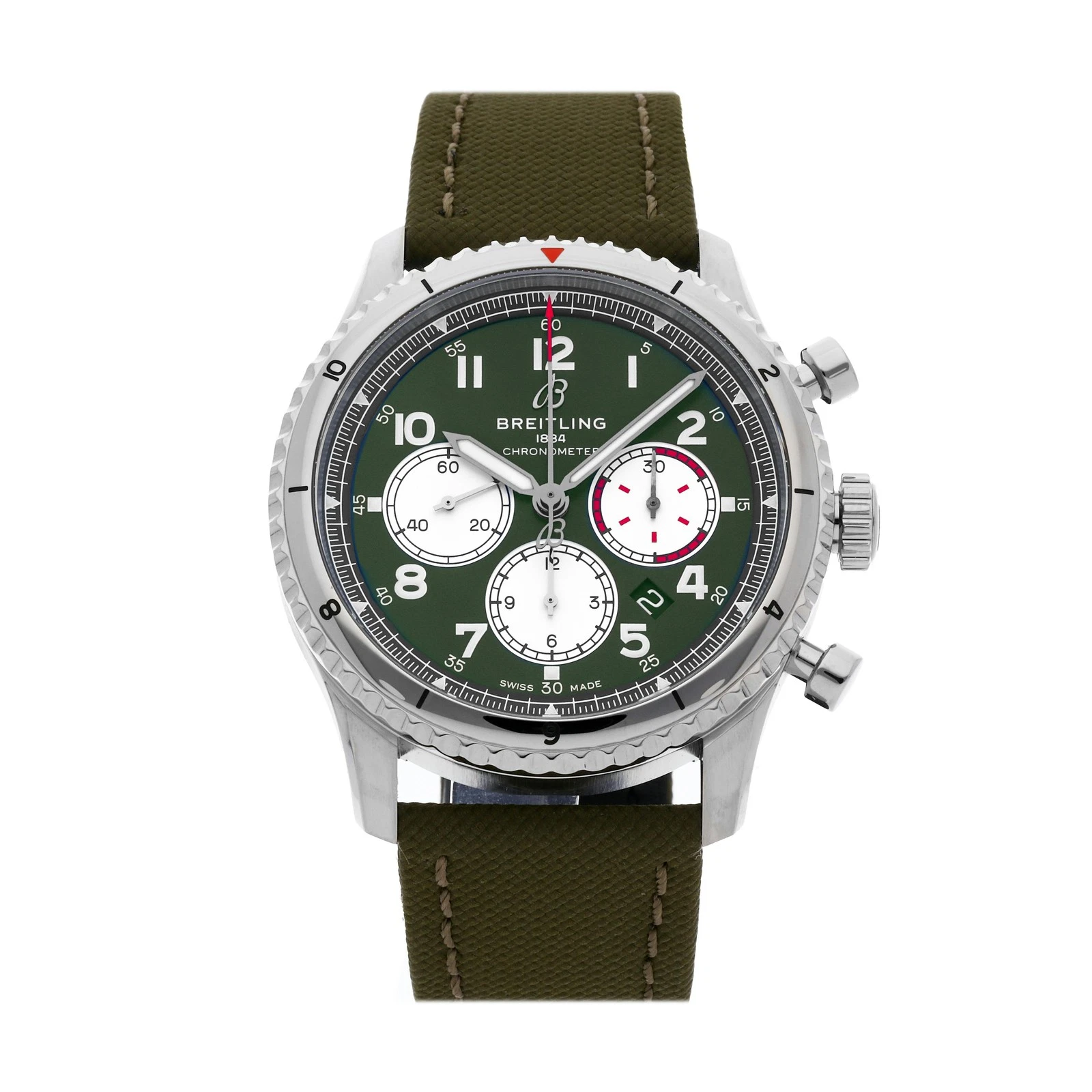 Breitling Aviator 8 B01 Chronograph Steel Automatic Green Strap AB01192A1L1X1