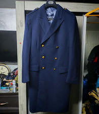 1960s vintage Cashmere wool bespoke gold button army style navy db over coat 42R
