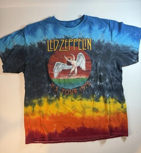 Led Zeppelin US Tour 1975 Tie Dye T Shirt Mens XL Vintage Ro 1970s vintage concert t-shirt, vintage, size XL, single stitch, B+ condition