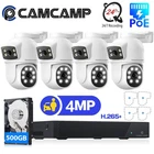 ?CAMCAMP 4MP 8CH PTZ PoE Camera Dual Lens Home Security Camera System 500GB HDD