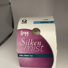 Leggs Silken Mist Pantyhose Tights Control Top Q Nude Silky Sheer
