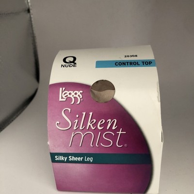 Leggs Silken Mist Pantyhose Tights Control Top Q Nude Silky Sheer