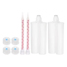 2Pack 400ml 1:1 Epoxy Gun Adhesive Cartridge PP Dual Cartridge W Mixing Tube