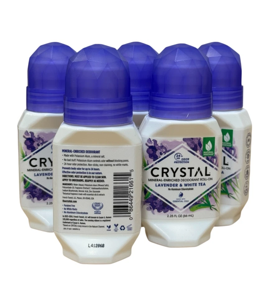 Desodorante mineral cristal roll-on lavanda & chá branco - pacote com 5 unissex - Imagem 3 de 4
