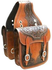 Western Horse Leather Saddle Bag Heavy Duty Traditional Trail Ride  Saddle Bag.