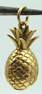 14K Gelbgold massive schwere Ananas Charm für Armband oder Anhänger 10,0 Gramm