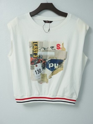 Micas Loose Fit Sleeveless T-Shirt White Medium 100% Cotton Digital Art Print