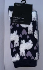 FREE PRESS Purple/Lavender Fuzzy LLAMA/Hearts Crew Socks NWT ~ 2 Pair ~ One Size