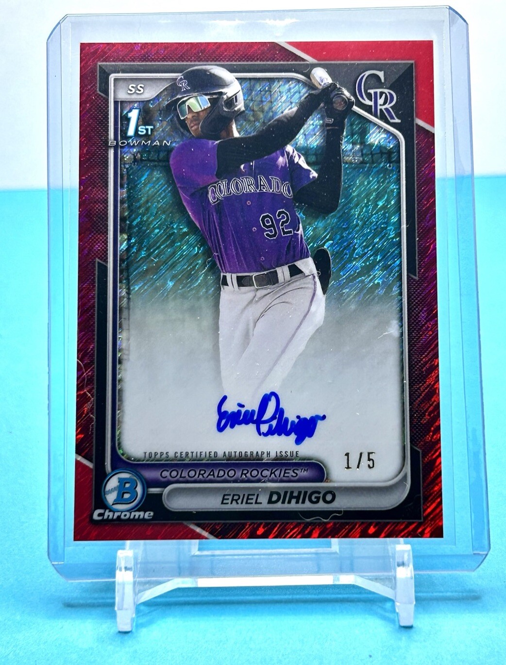 2024 Bowman Chrome Eriel Dihigo Bowman 1st Auto Red Refractor 1/5 - Rockies