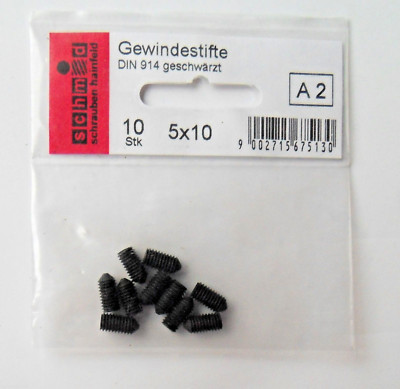10 Gewindestifte geschwärzt, 5x10mm, DIN 914, Madenschrauben Nr. 675130/743